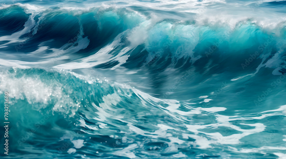 Fototapete abstract water ocean wave, blue, aqua, teal texture. blue and white water wave web banner graphic re