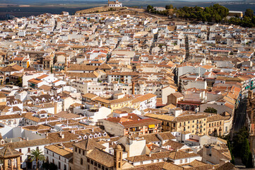 Panoramic view of the historical Andalusian city in Antequera, Spain