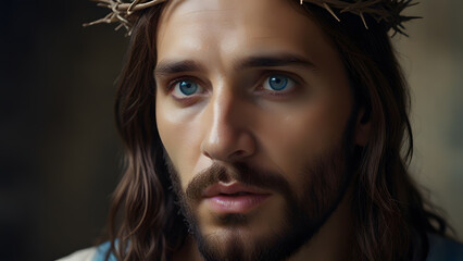 Jesus Sacred Style, Mercifully Looking Ahead with Kindly Blue Eyes