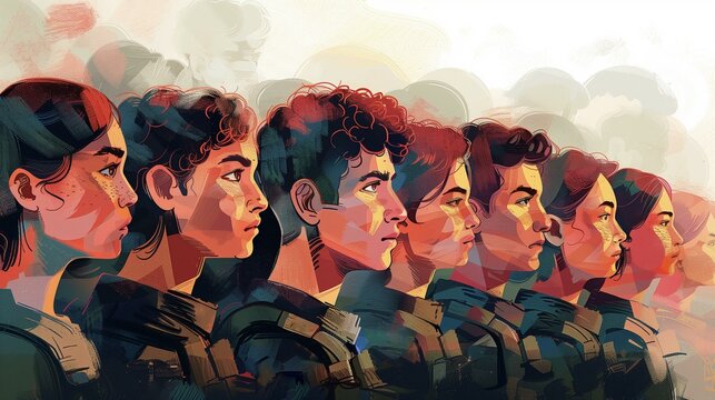 Allies, new generation of soldiers, creativity student fashion silhouette