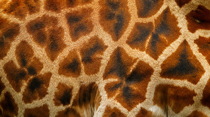 Abstract background pattern of giraffe skin, fur texture, close-up