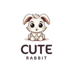 Cute rabbit, mascot logo vector illustration