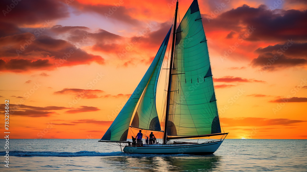 Wall mural sunset over the sea.