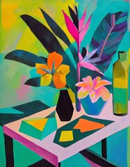 Still life with colorful flowers 