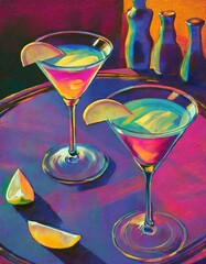 Two martinis on a table 