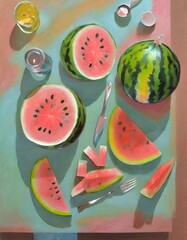 watermelon still life 