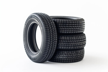 Tubeless car tires on a white background. Focus on the entire frame.