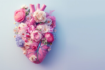 Floral human heart - Valentine day concept