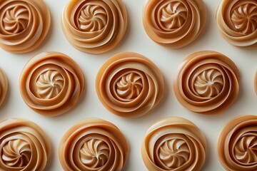 Elegant Spiral Caramel Desserts on Display
