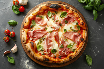 Italian rustic pizza with the ingredients - 783217885