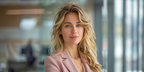 Fototapeta premium Professional blonde woman in modern workspace