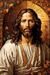 the iconic figure of Jesus in the style of Leonardo da Vinci