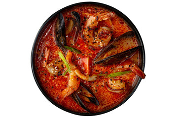 Tom Yum soup with tomato and seafood - 783219298