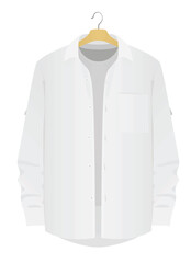White loose shirt and t shirt on hanger. vector illustration