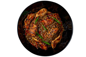 Asian fried wok rice with grilled chicken - 783219603