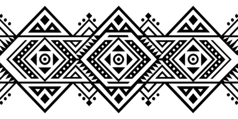 Fototapete Boho-Stil Intricate and detailed traditional african pattern design with geometric shapes in black and white, reflecting the rich cultural ornament, heritage, and ethnic background of african textile art  © Pablo Kluba