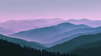 Obraz premium Twilight Hues Over Simplistic Mountain Silhouette