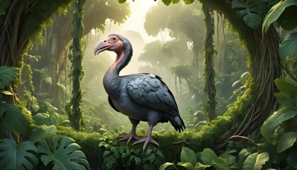 A-Dodo-Bird-In-A-Jungle-Of-Giant-Vines- 3 - obrazy, fototapety, plakaty