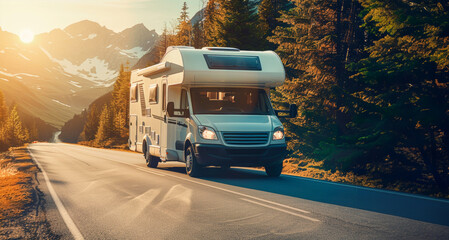 traveling on a mountain highway during a sunny summer day