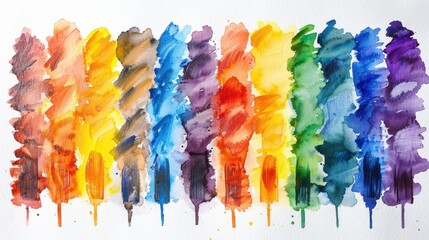 A painting of a rainbow with a variety of colors