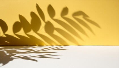 Fondo de color blanco y pared de color amarillo con sombras, recurso gráfico para presentación de...