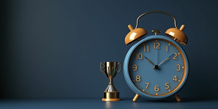 Stylized image of a minimalist clock with trophy hands, representing timely success in business ventures.