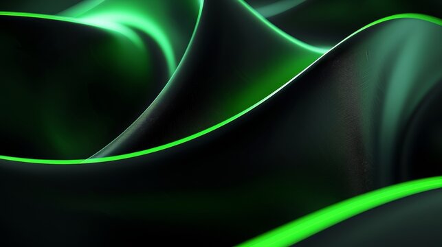 Black background with a green glow, simple lines and smooth curves create a highend feel in the high resolution image