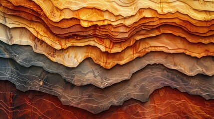 banner background National Geologist Day theme, and wide copy space, An abstract representation of geological layers using geometric shapes in earthy tones - obrazy, fototapety, plakaty