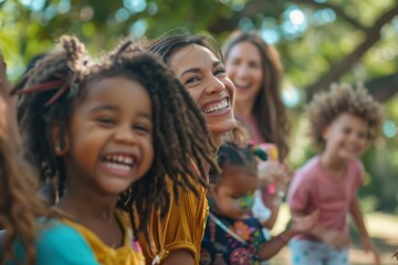 Fototapeta premium African mother and daughter on Mother's Day. Mother's Day different ethnicities. Mother and son on Mother's Day. Mother and kid on Mother's Day. Horizontal banking background for web