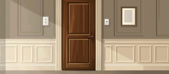 The illustration depicts a room where a light switch is placed on the wall beside a cartoon-style door
