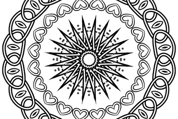 Black and white caleidoscope gradient flower art pattern of indonesian culture traditional tenun batik ethnic dayak ornament 