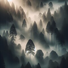 mysterious forest shrouded in fog 3, generative AI