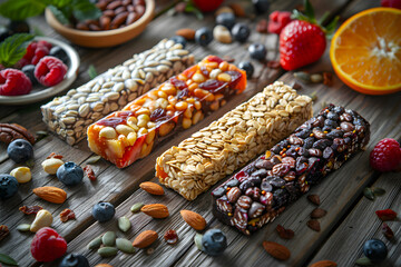 there are many different types of granola bars on the table