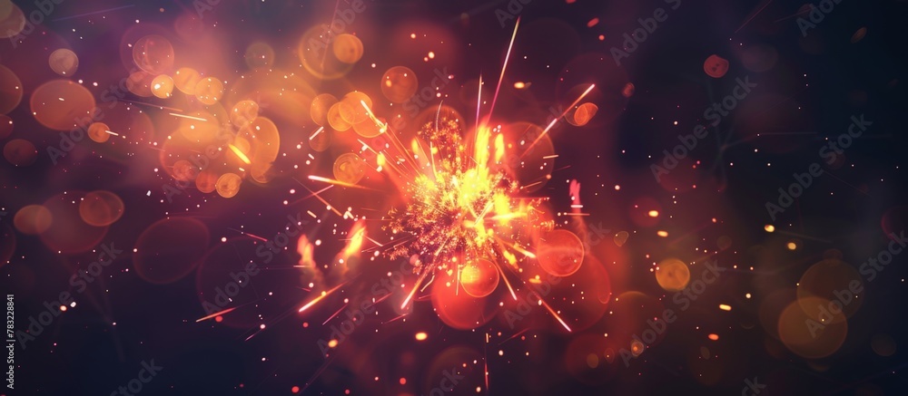 Aufkleber firework shining brightly in the dark sky, creating a dazzling display of colors