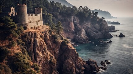 Castle perched on rugged cliff