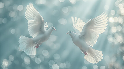 wallpaper with white doves in the sky.