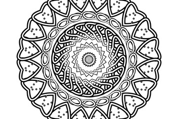 Black and white caleidoscope gradient flower art pattern of indonesian culture traditional tenun batik ethnic dayak ornament 