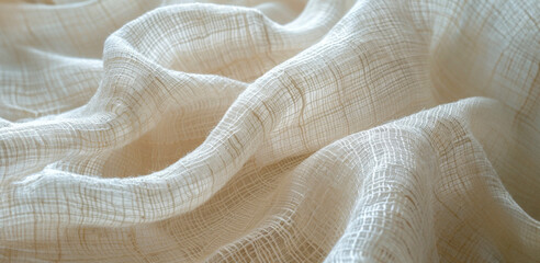 Close-up of white gauze fabric texture - obrazy, fototapety, plakaty