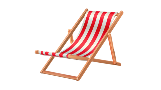 Sun lounger in stripes, isolated on transparent background