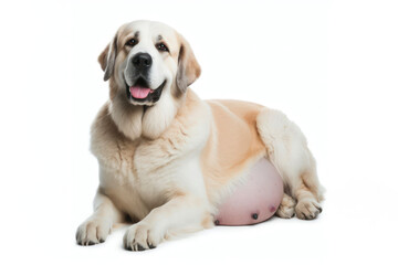 big pregnant dog isolated on a white background