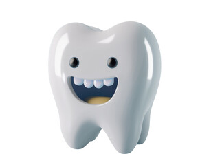 Cute tooth with smile. Healthy tooth concept illustration. Isolated on transparent background.
