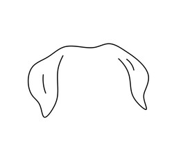 Vector isolated dog puppy top of the head with ears  colorless black and white contour line easy drawing