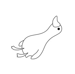 Vector isolated one single funny goose duck lying on a back colorless black and white contour line easy drawing