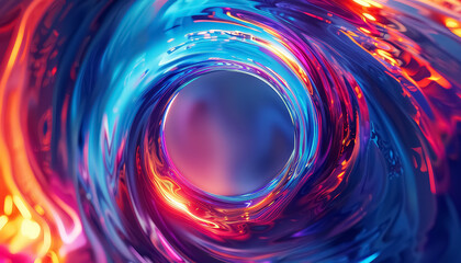 A swirl of colors and light is depicted in the image