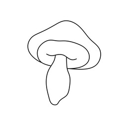 Vector isolated one single simple mushroom colorless black and white contour line easy drawing