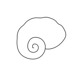 Vector isolated one single sea ocean shell colorless black and white contour line easy drawing