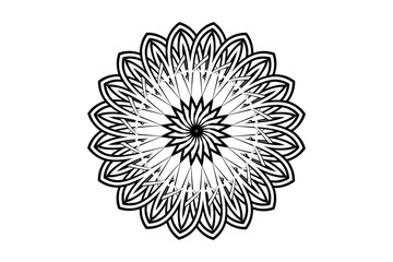 Black and white caleidoscope gradient flower art pattern of indonesian culture traditional tenun batik ethnic dayak ornament 