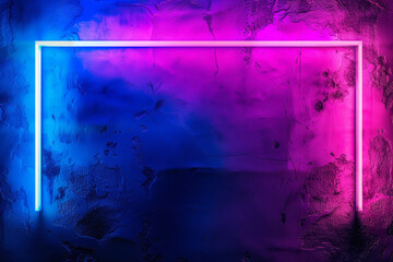 Vibrant Neon Rectangular Frame on Wall