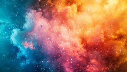 A colorful explosion of light and smoke with a bright orange and red center