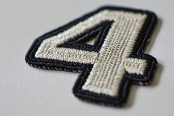 Number 4 embroidered patch on white background